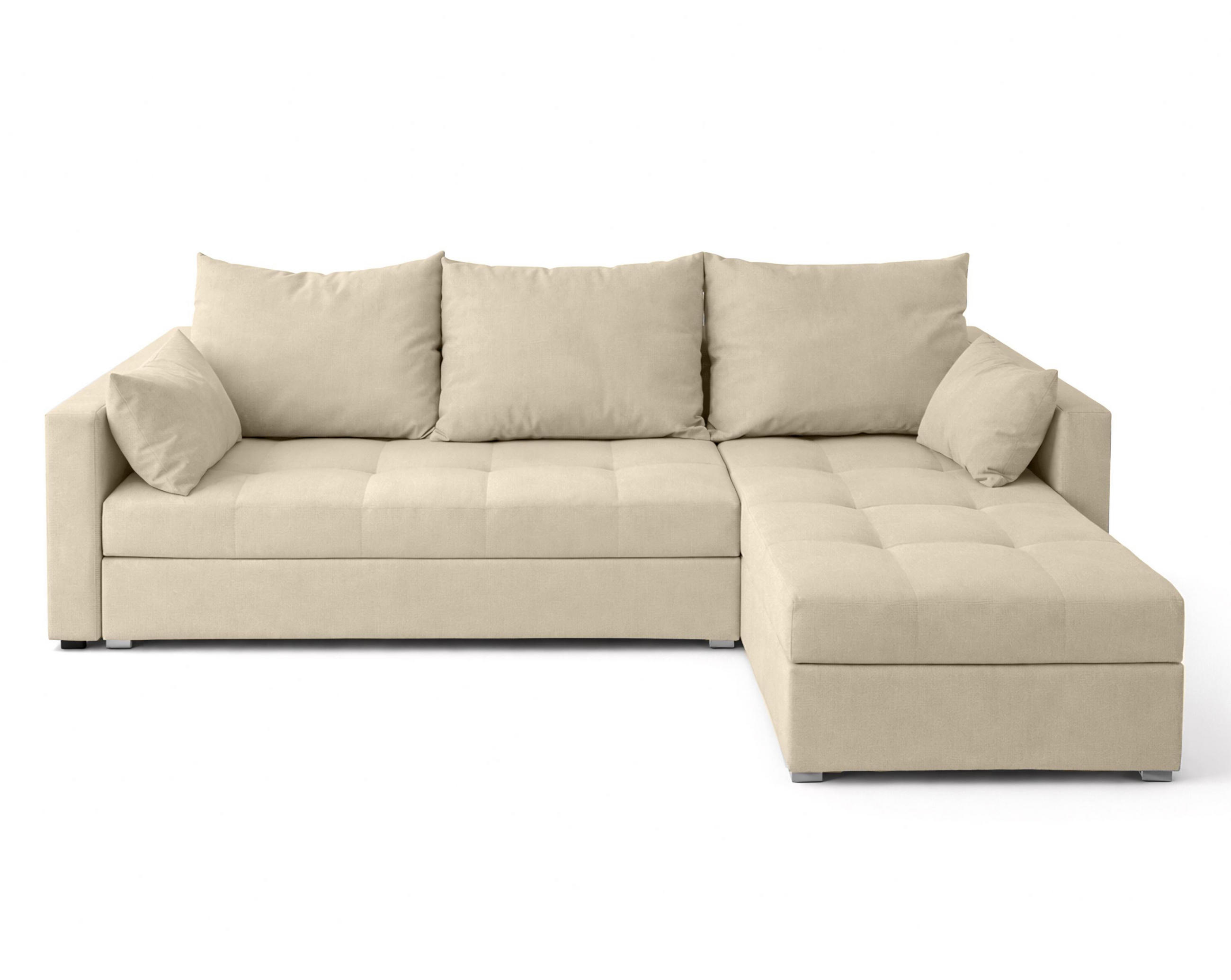 ECKSOFA Universelle L Form Elif Hellbraun 220/140/85 cm stilvolle mit Schlaffunktion - Hellbraun/Silberfarben, Kunststoff/Textil (220/140cm) - AX Living