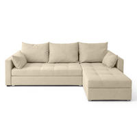 ECKSOFA Universelle L Form Elif Hellbraun 220/140/85 cm stilvolle mit Schlaffunktion - Hellbraun/Silberfarben, Kunststoff/Textil (220/140cm) - AX Living