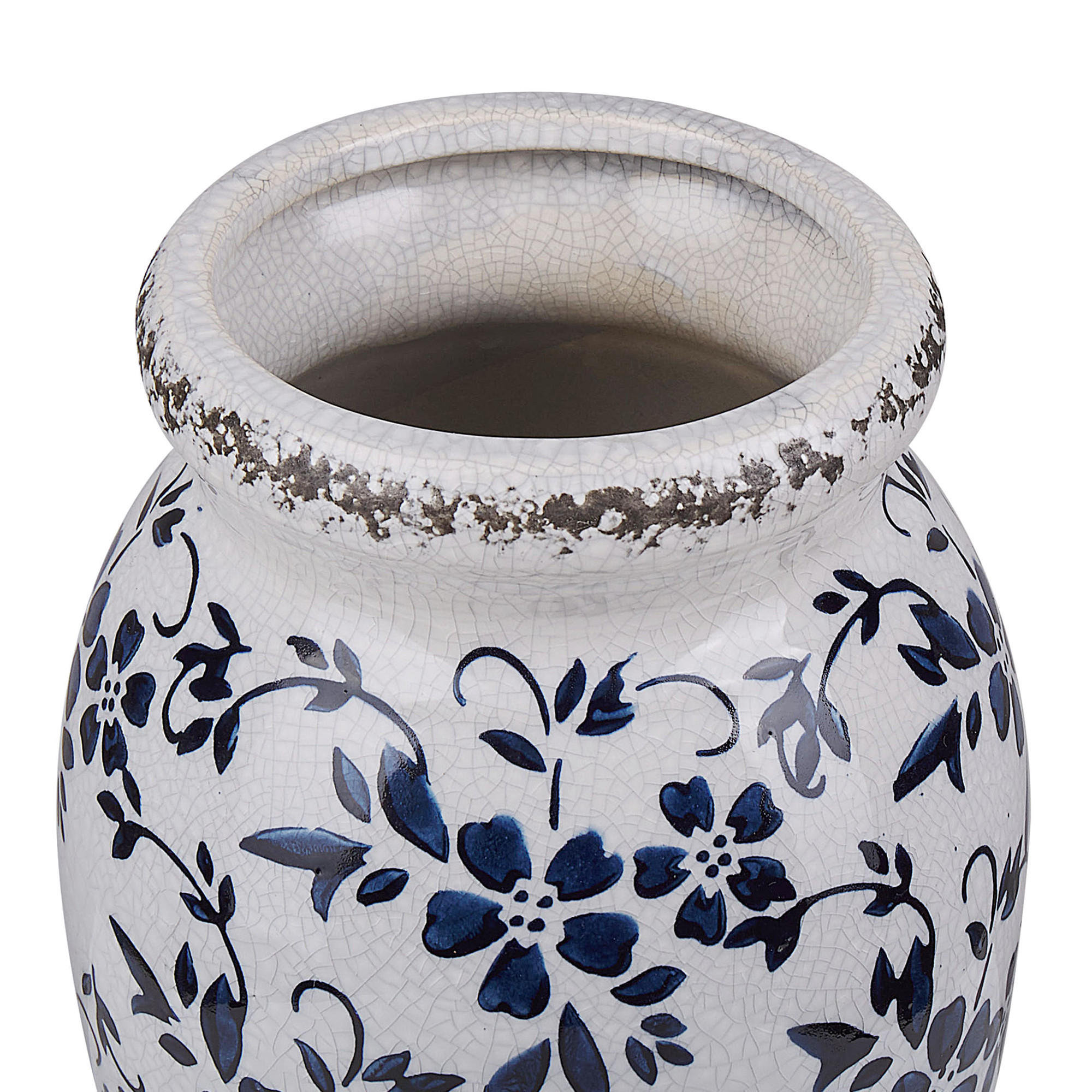 BLUMENVASE Steinzeug weiß Amida - Weiß, Stein (18cm) - Beliani