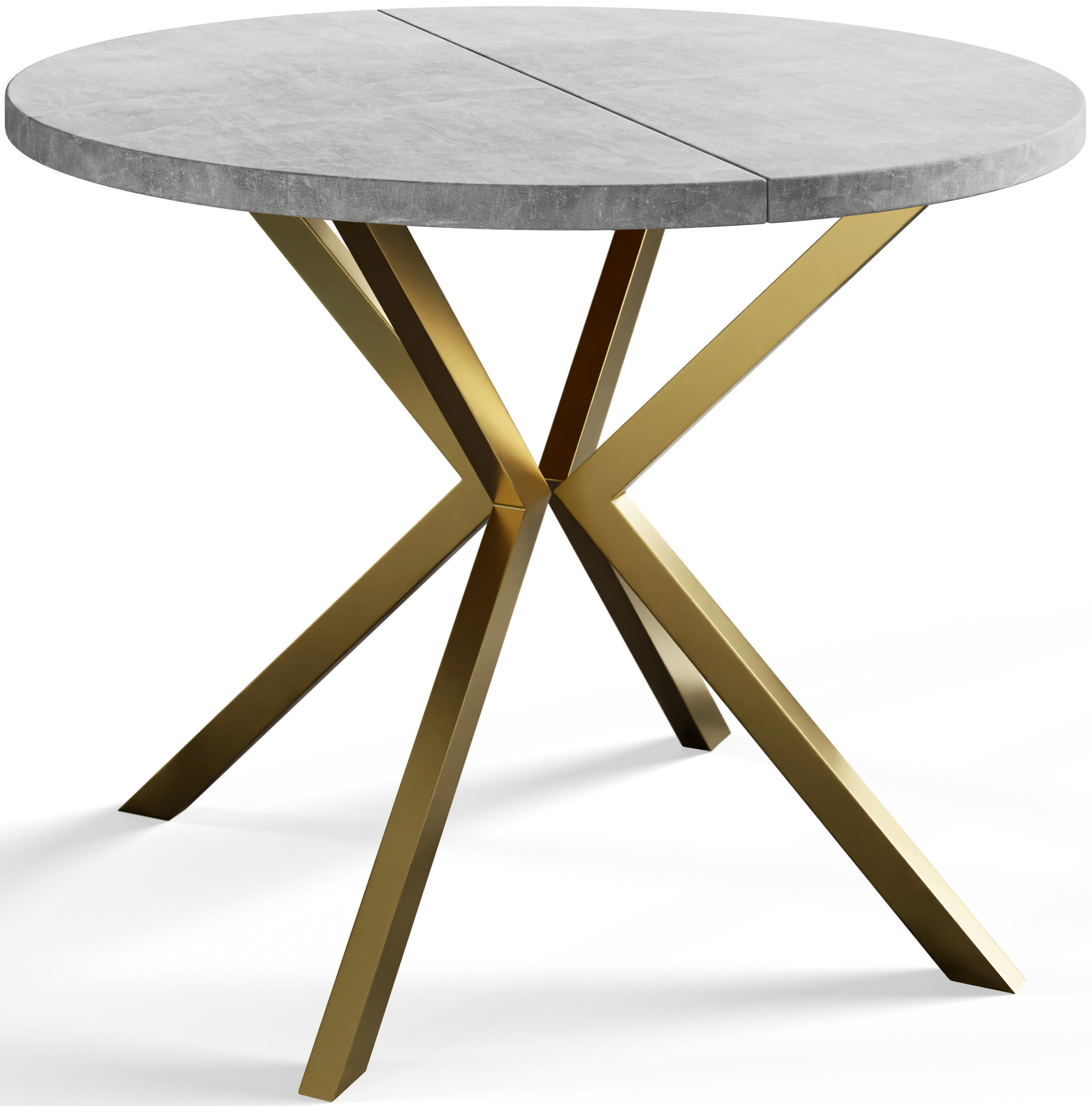 ESSZIMMERTISCH LOFT LITEN, ausziehbarer Tisch 120 cm/200 cm, Farbe: Hellgrau, mit Metallbeinen in Farbe Gold - Goldfarben/Grau, Holzwerkstoff (120/120/76cm) - Alpi-Möbel