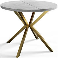 ESSZIMMERTISCH LOFT LITEN, ausziehbarer Tisch 120 cm/200 cm, Farbe: Hellgrau, mit Metallbeinen in Farbe Gold - Goldfarben/Grau, Holzwerkstoff (120/120/76cm) - Alpi-Möbel