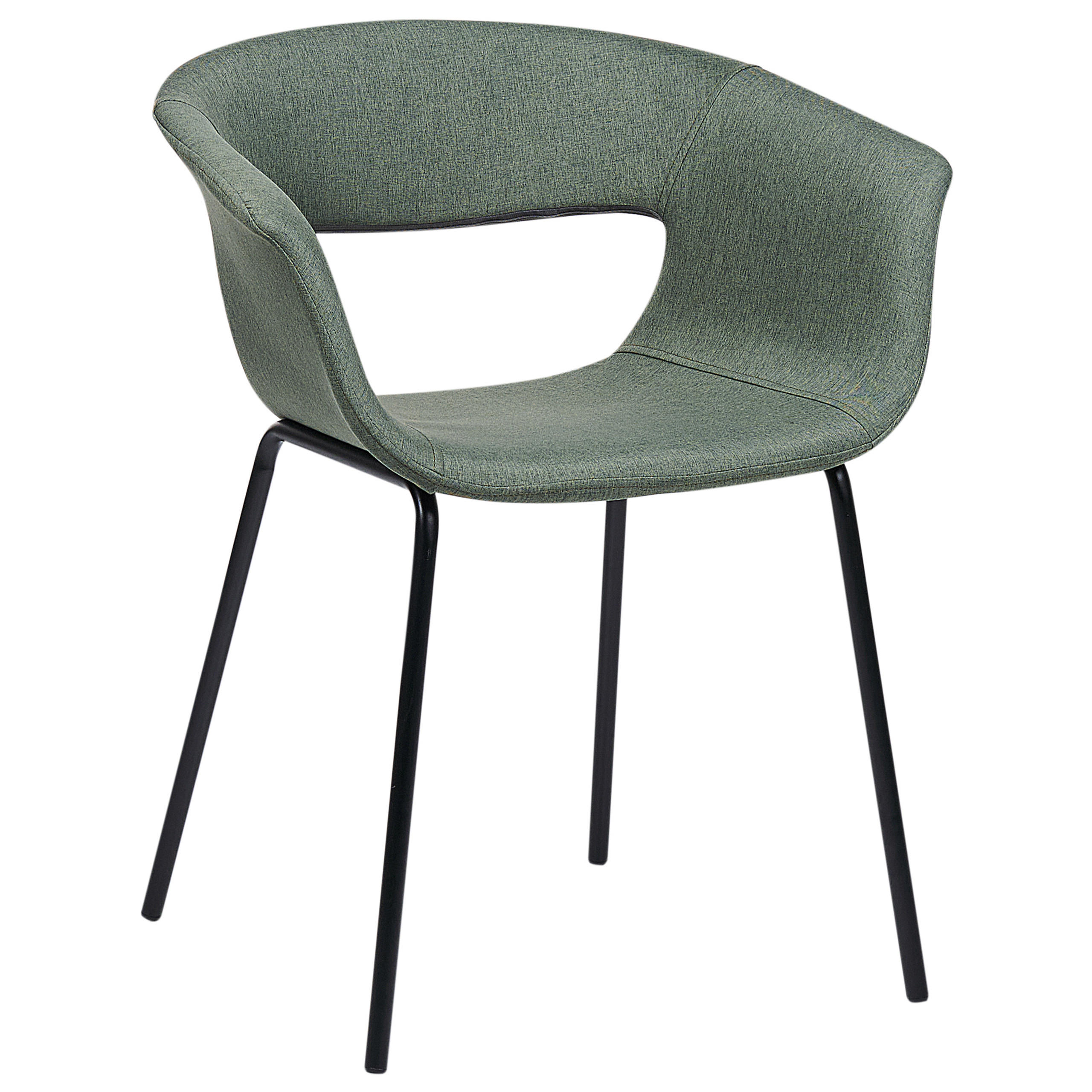 ESSZIMMERSTUHL 2er-Set Stoff dunkelgrün/schwarz Elma - Schwarz/Grün, Textil (63/76/50cm) - Beliani