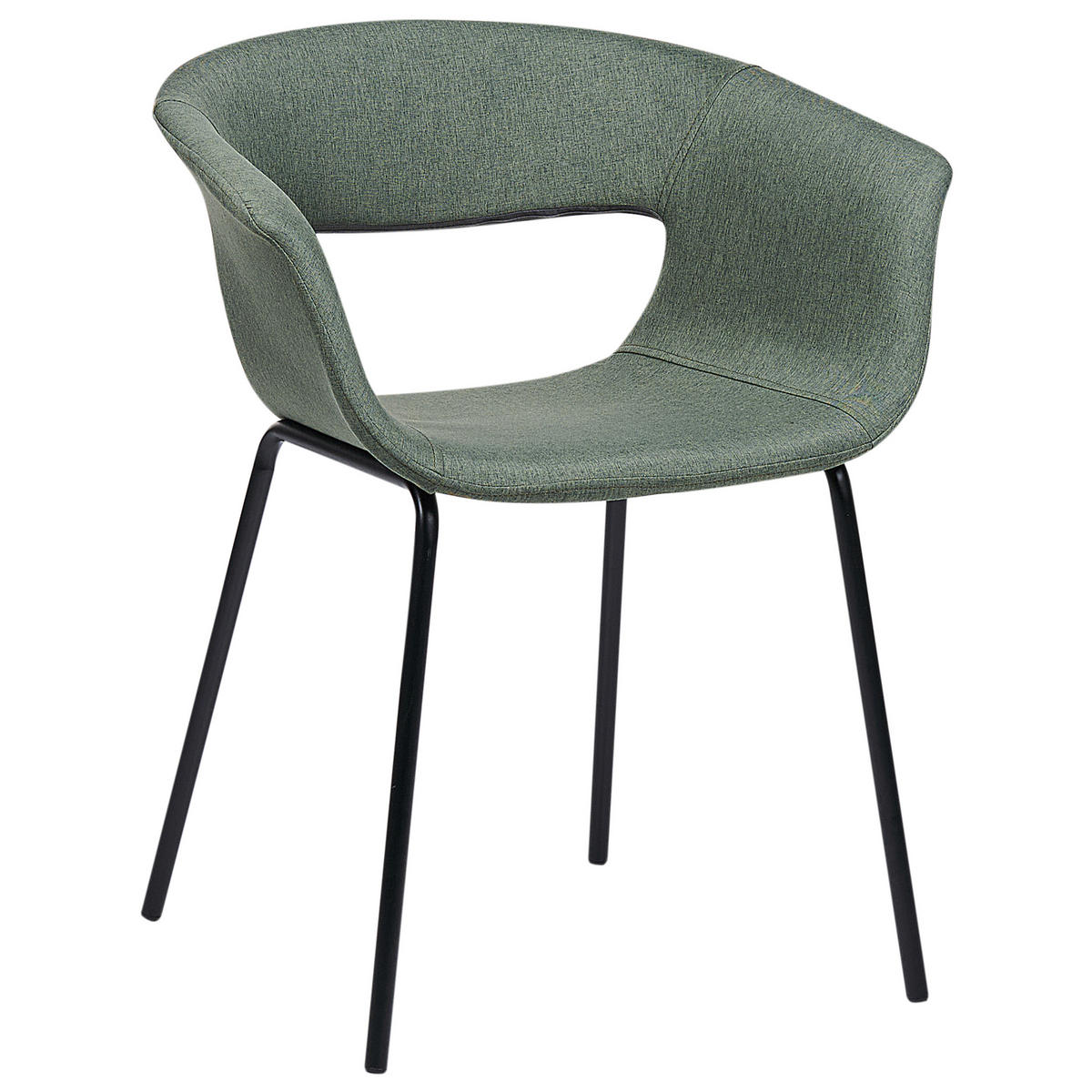 ESSZIMMERSTUHL 2er-Set Stoff dunkelgrün/schwarz Elma - Schwarz/Grün, Textil (63/76/50cm) - Beliani