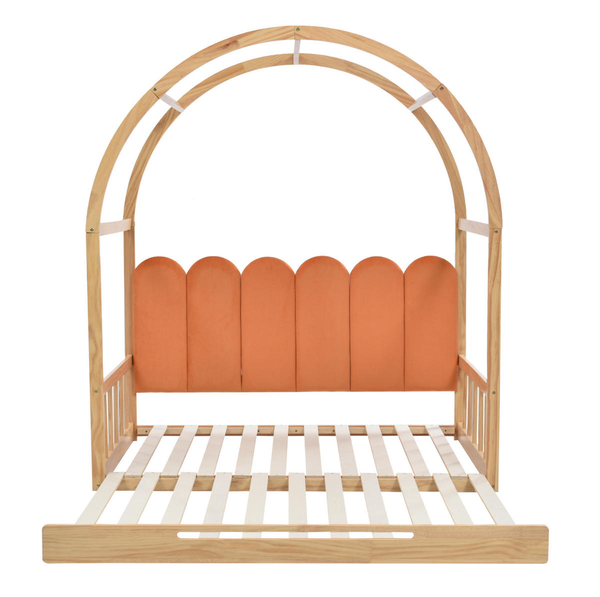 KINDERBETT 140/100/200 cm in Hausform aus Kiefernholz mit Ausziehfunktion - Naturfarben, Holzwerkstoff (140/200cm) - BEAOK