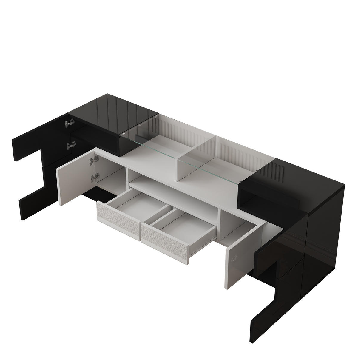 TV-LOWBOARD Glass Weiß-Betonfarben 145/30/51 cm - Weiß, Holzwerkstoff (145/51/30cm) - PANGIVO
