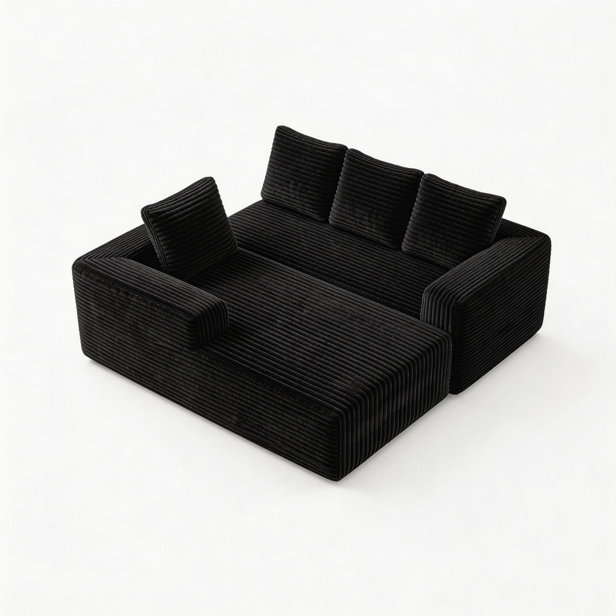 ECKSOFA Cloud L-Form mit rechter Chaise, DE-42592, Schwarz - Schwarz, Textil (261/168cm) - ComfortXL