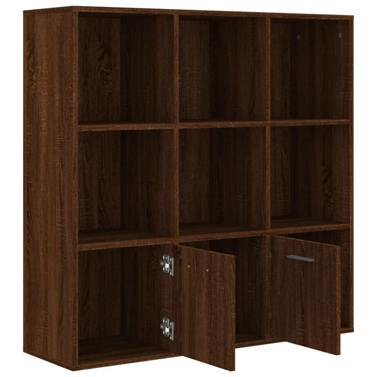 BÜCHERREGAL mit 7 Fächern, 2 Türen 98/30/98 cm aus Holzwerkstoff Braun Eichen-Optik - Dunkelbraun, Holz (98/98/30cm) - vidaXL