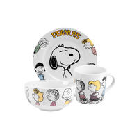 FRÜHSTÜCKSSET The Peanuts Snoopy Family Weiß 3-teilig - Multicolor, Keramik (23.8/11.2/23.3cm) - United Labels