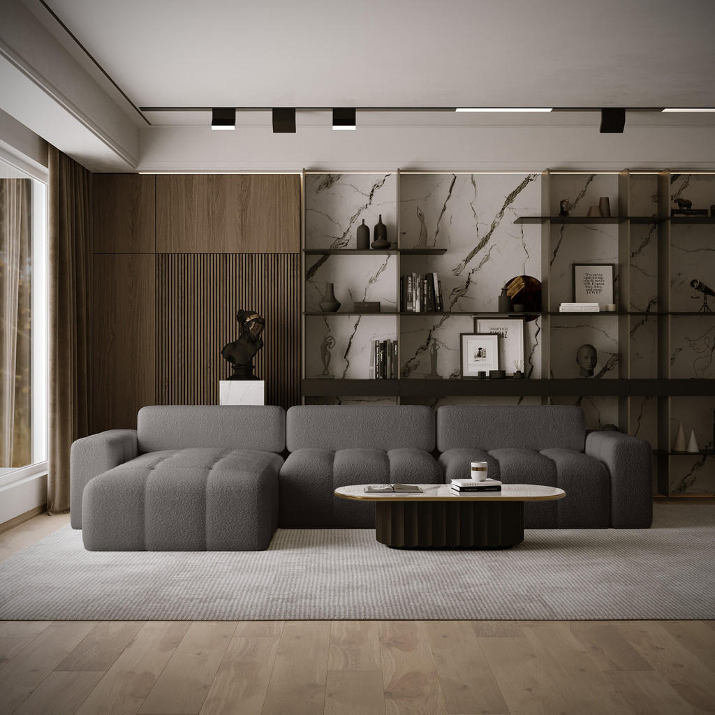 Thumbnail - Fedve Ecksofa, Graphit, Textil, L-Form,L-Form, 346x185 cm, Wohnzimmer, Sofas & Couches, Wohnlandschaften, Ecksofas