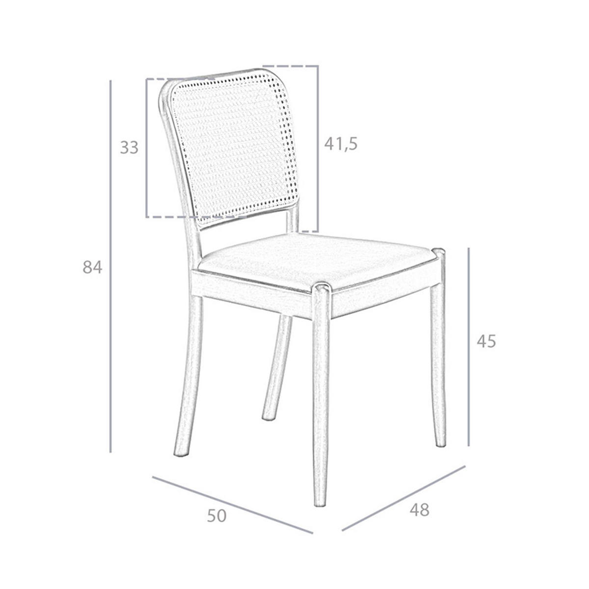 STUHL aus Rattan und schwarzem Kunstleder 48/50/84 cm - Nussbaumfarben/Walnussfarben, Leder/Holz (48/84/50cm) - ANGEL CERDA
