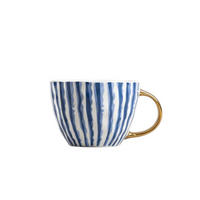 BECHER Arwal blau gestreift 0,45 l - Blau, Keramik (0.45L) - Homla