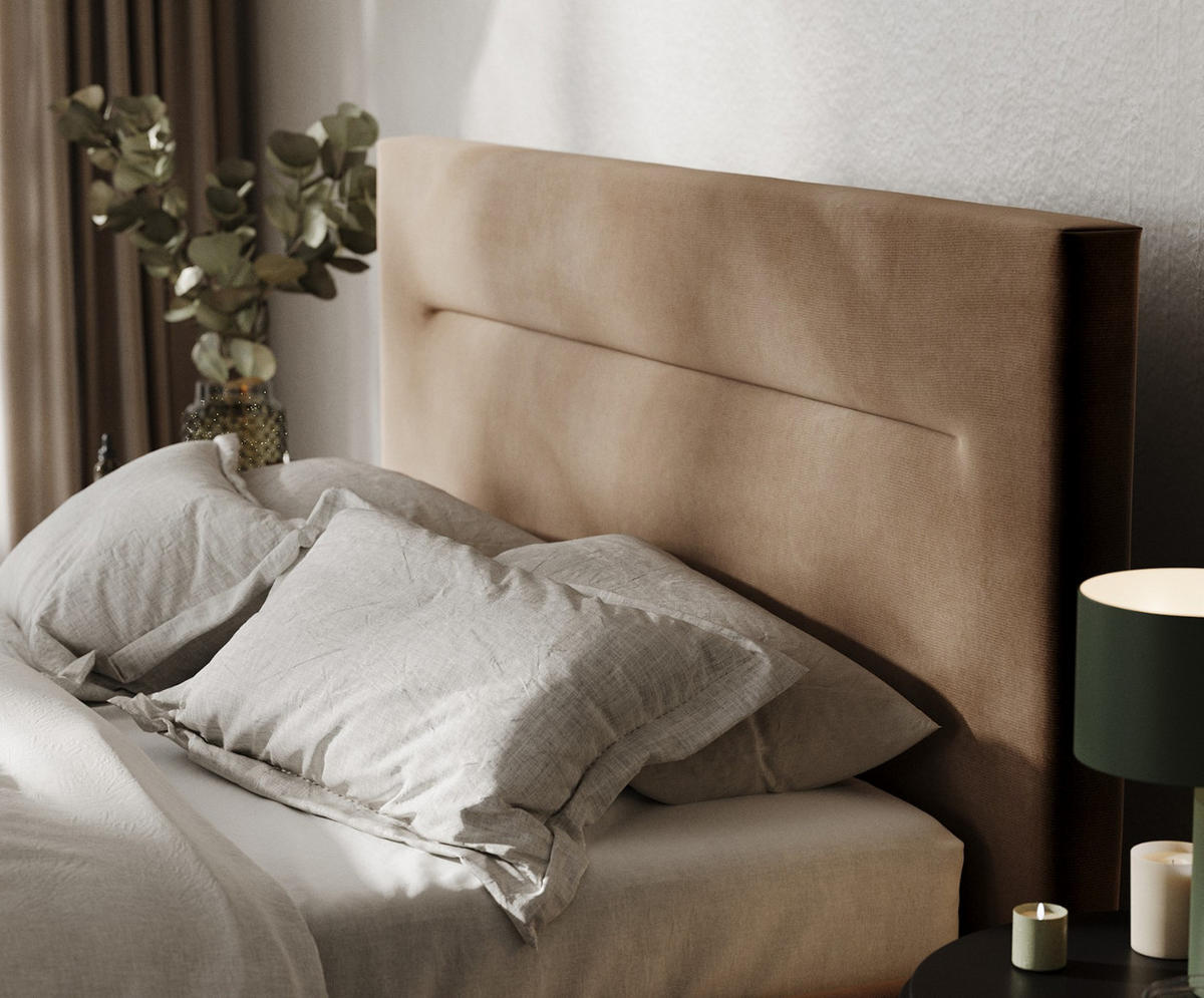 POLSTERBETT Liline 140/200 cm Braun im Kronos Stoff - Schwarz/Naturfarben, Holz/Holzwerkstoff (140/200cm) - AltaBeds