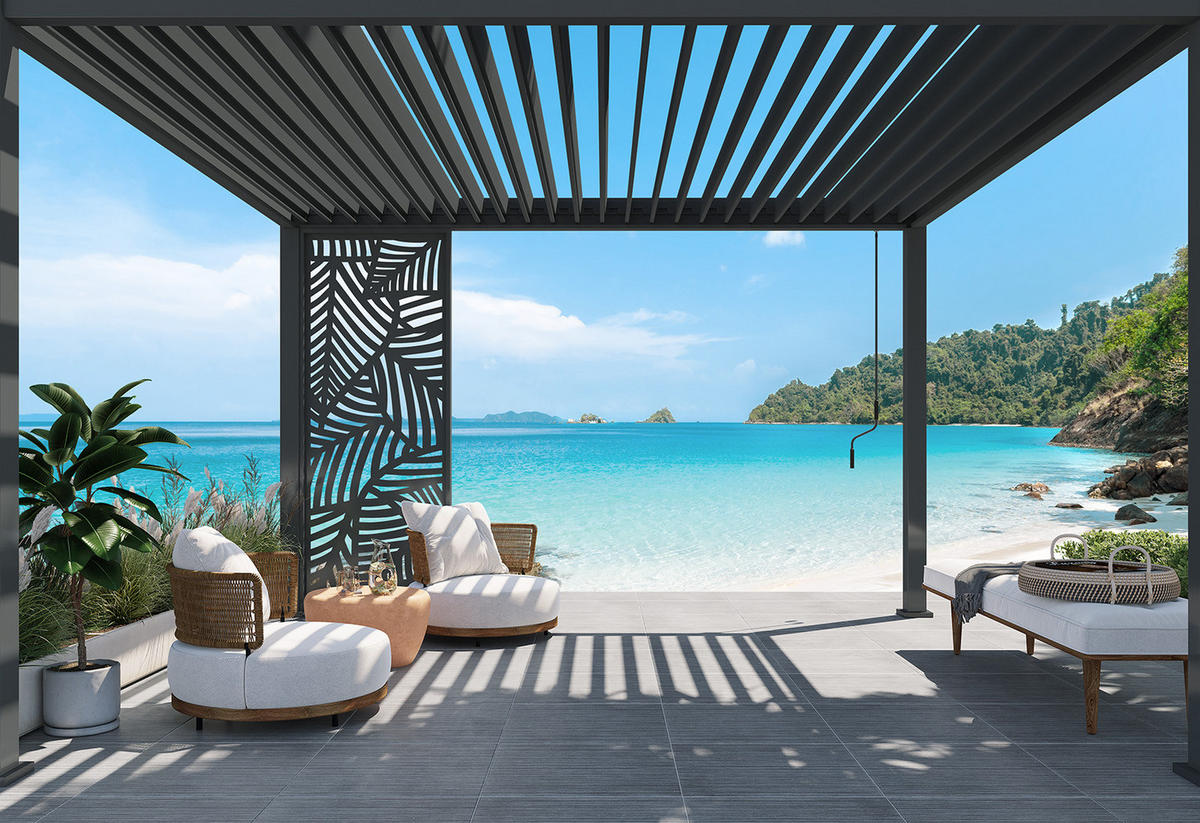 SEITENWAND für Pergola aus Aluminium 123cm Grau - Anthrazit, Metall (123/234/6cm) - WEIDE