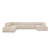 PANORAMASOFA links Ruby aus strukturiertem Stoff beige 7 Sitzplätze - Beige/Creme, Textil (273/69/366cm) - Micadoni