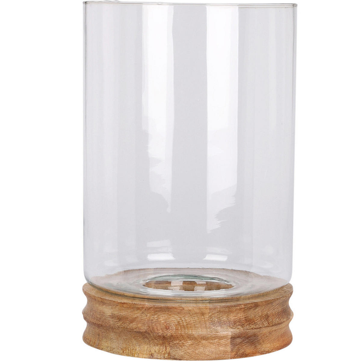LATERNE Mangoholz/Glas Ø 26 cm H. 41 cm - Transparent, Glas (25.5/41/25.5cm) - Home Styling Collection
