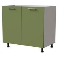 KÜCHENUNTERSCHRANK Brerra D11/90 Korpus weiß / Front RAL 6025 farngrün Matt 90 / 50 / 82 cm - Weiß/Grün, Holz/Holzwerkstoff (90/82/50cm) - Feldmann-Wohnen