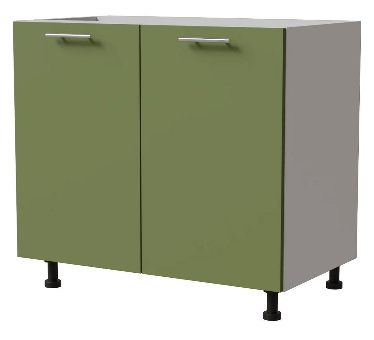 KÜCHENUNTERSCHRANK Brerra D11/90 Korpus weiß / Front RAL 6025 farngrün Matt 90 / 50 / 82 cm - Weiß/Grün, Holz/Holzwerkstoff (90/82/50cm) - Feldmann-Wohnen