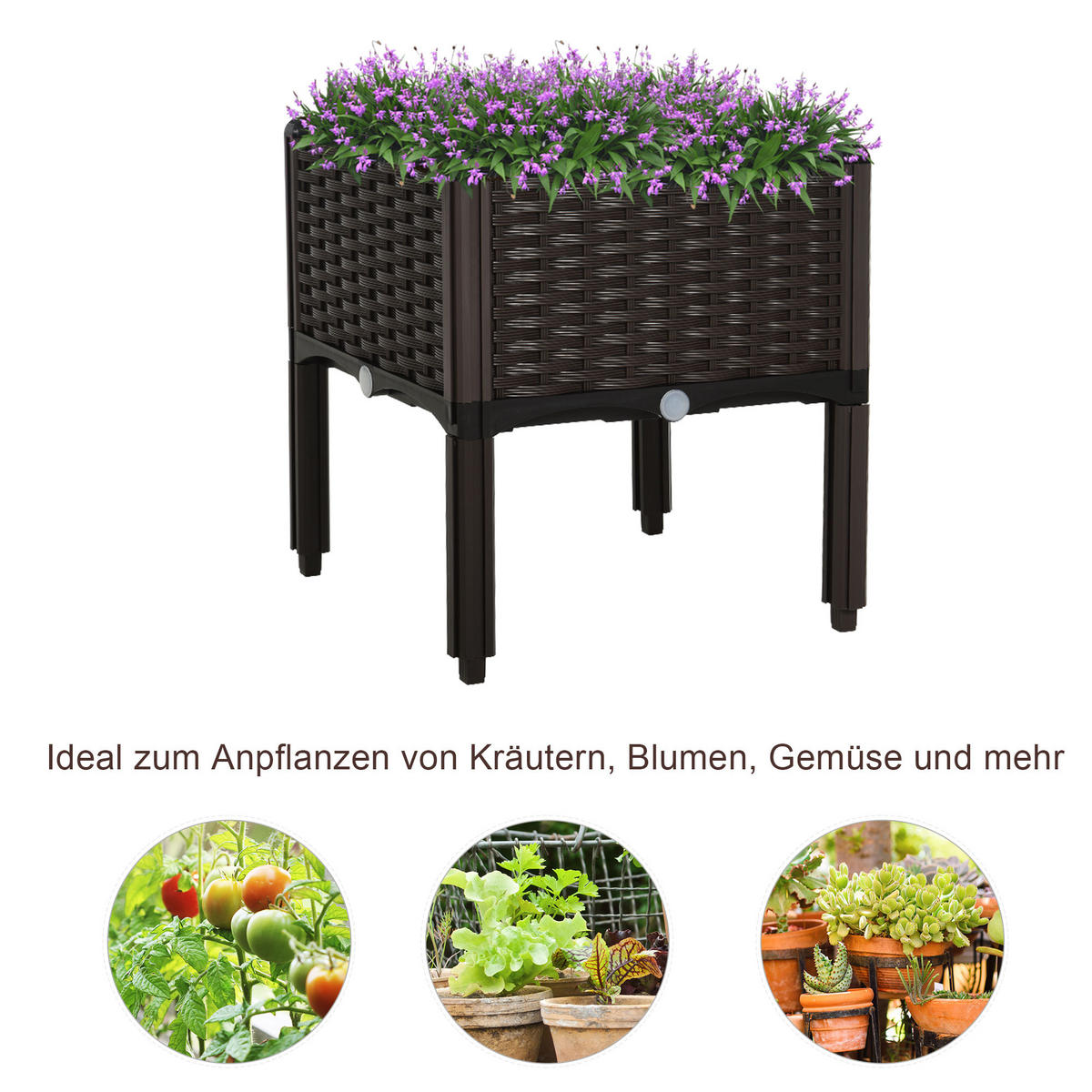 HOCHBEET, Kunststoff, Braun - Braun, Kunststoff (40/44/40cm) - Outsunny