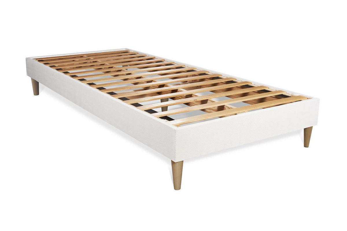 BETT Lancaster Taschenfederkern und Memory-Schaum 90 x 200 cm h3 - Kit Bettgestell Weiß - Beige/Weiß, Holz (90/200cm) - ROYAL PALACE BEDDING