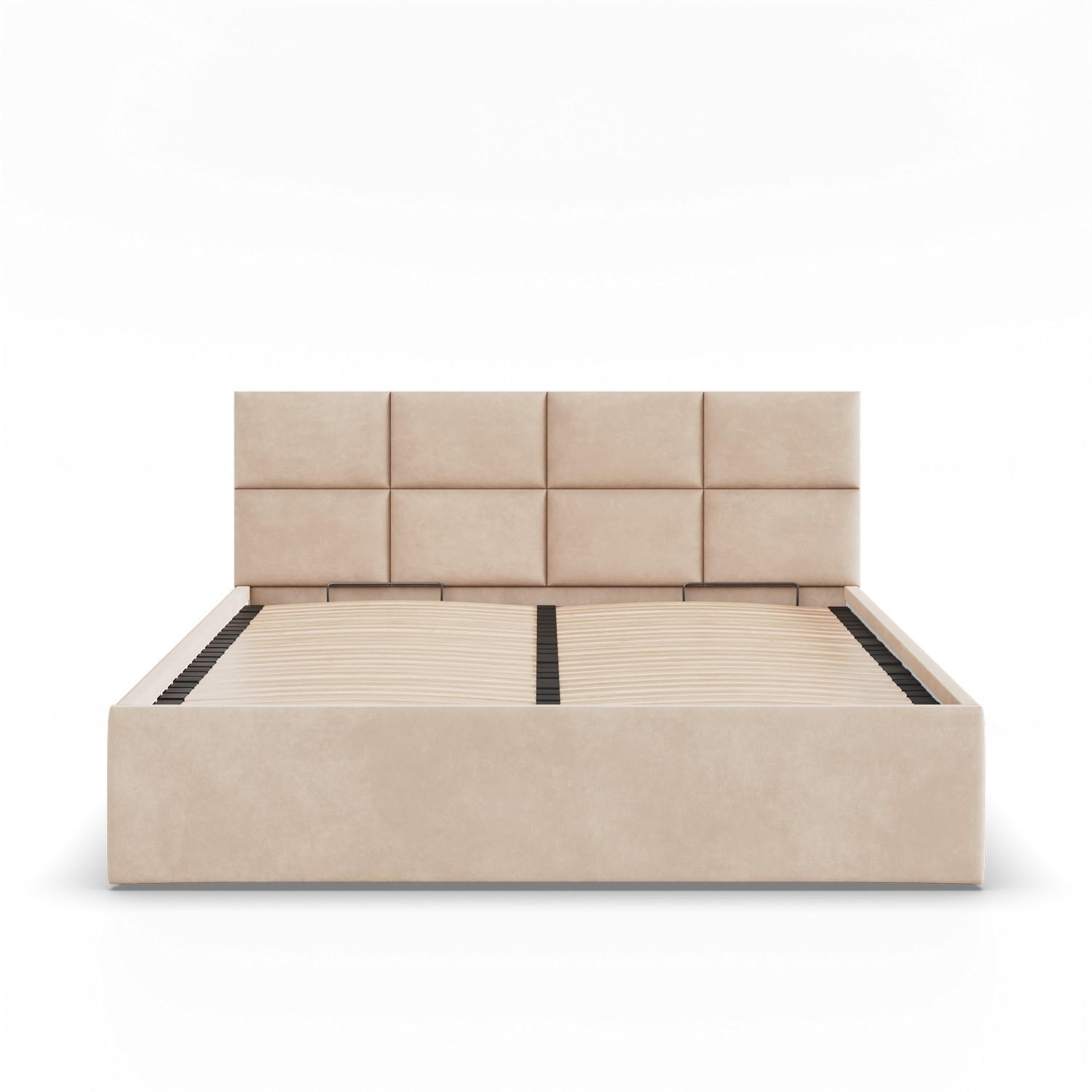 POLSTERBETT MIT KOPFTEIL 140x200 mit Bettkasten BORGO, Beige - Creme, Textil (140/200cm) - Mebligo