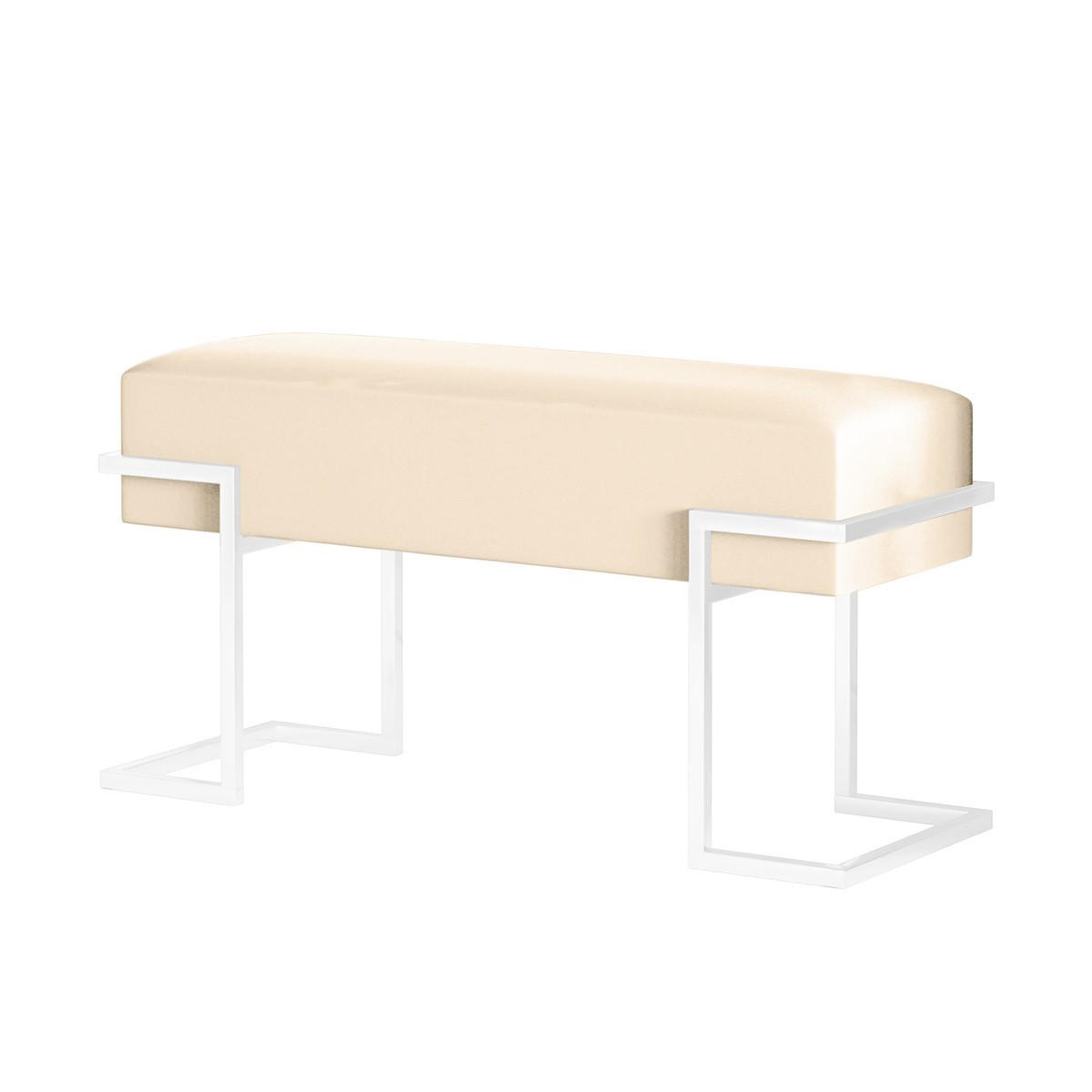 POLSTERBANK CELY 100 cm Hellbeige, Weißes Gestell - Creme/Weiß, Textil/Metall (100/42/34cm) - Bettso