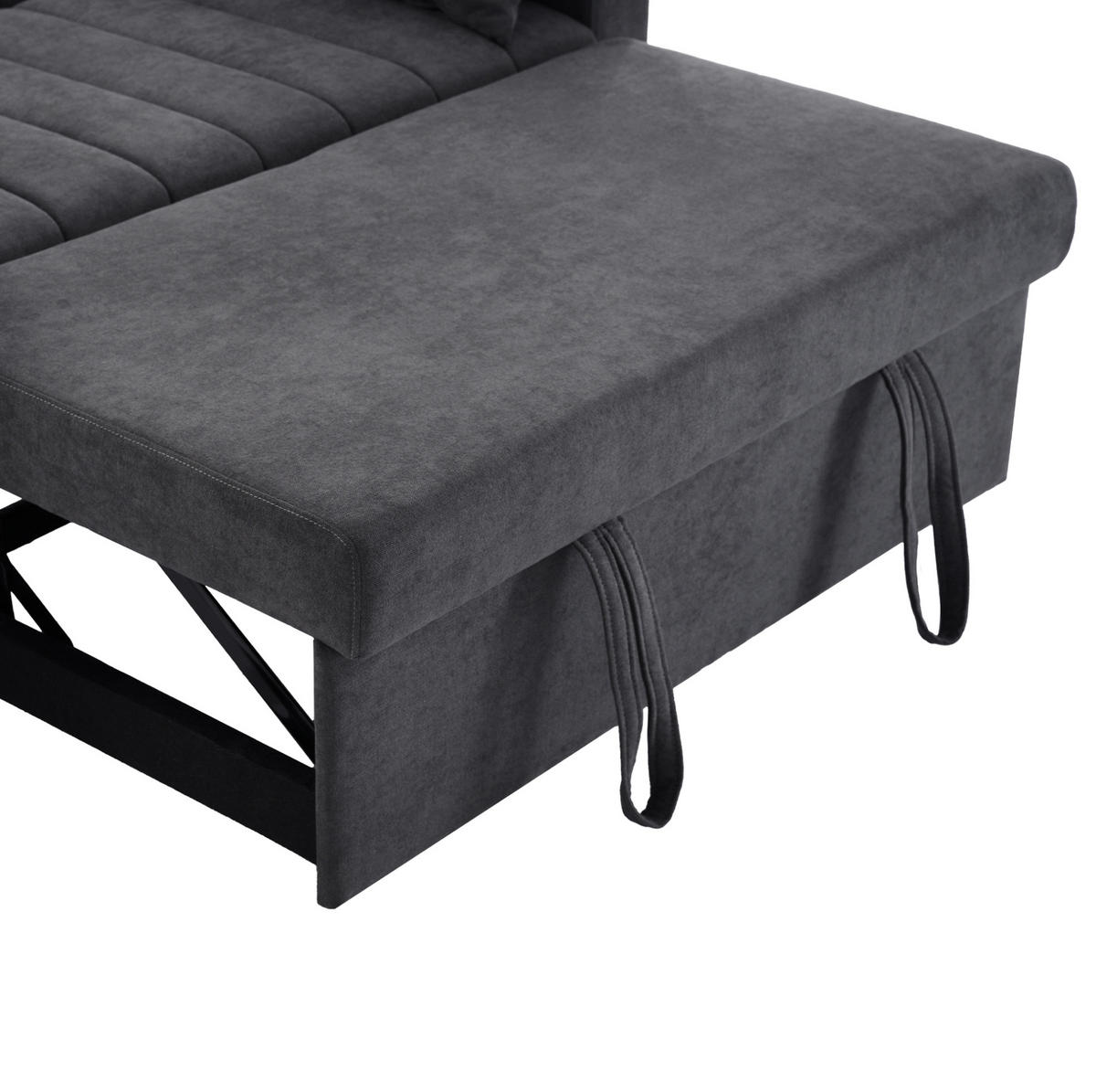 SCHLAFSOFA aus Baumwoll-Leinenstoff 136x162x84 cm Grau mit verstellbarer Rückenlehne, Getränkehaltern und Seitentaschen - Grau, Textil (162/84/136cm) - Modfu