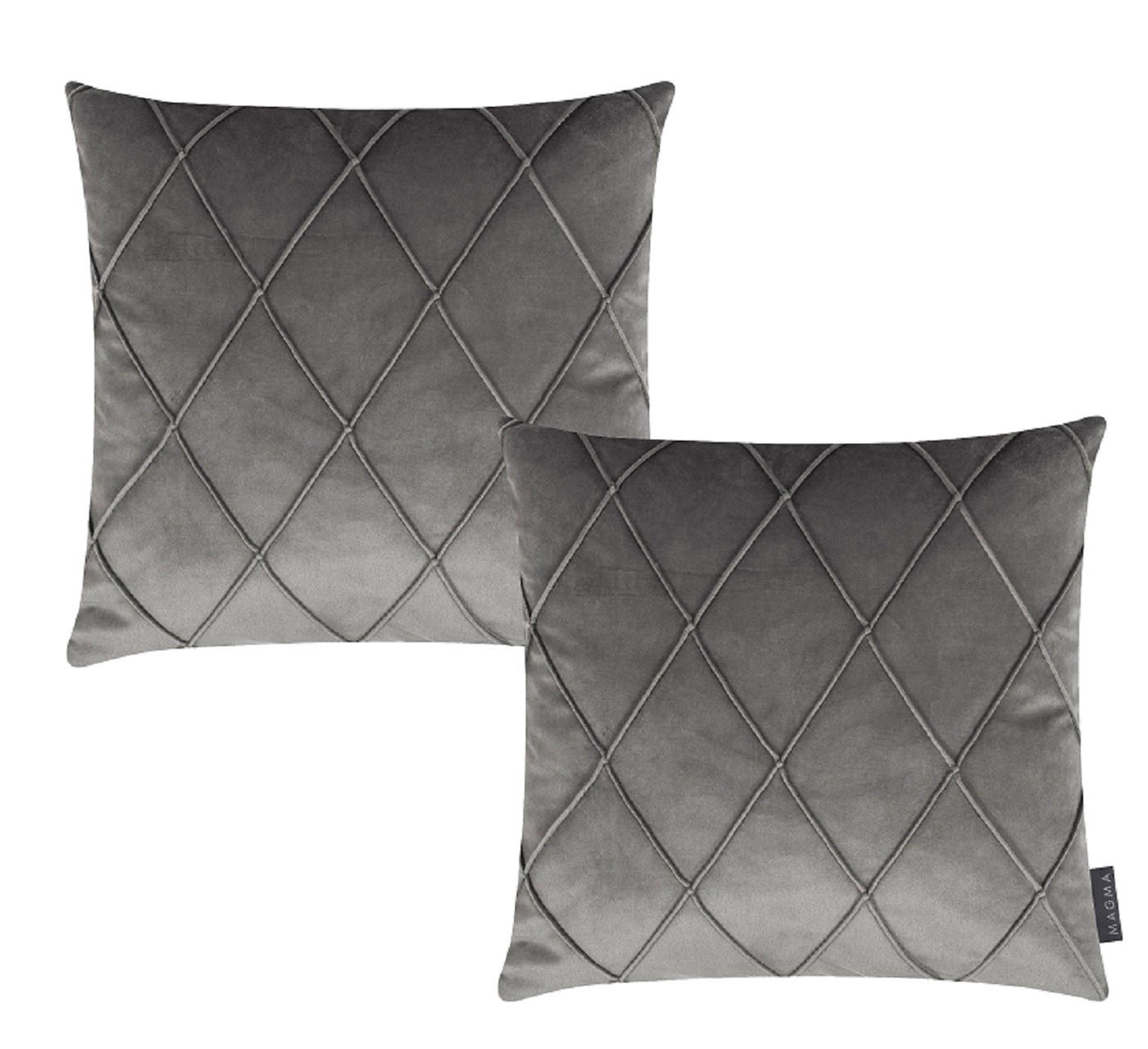 KISSENHÜLLE 2er Set Nobless Rauten 50/50 cm grau - Grau, Textil (50/50cm) - Magma Heimtexx