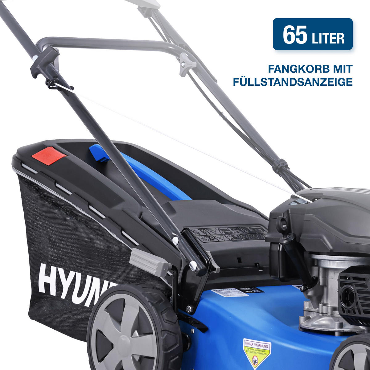BENZIN-RASENMÄHER LM4622G (Mulcher/Mäher mit Radantrieb, 3.9 PS Hyundai Motor) - Blau, Metall (52.8/105/138.3cm) - HYUNDAI
