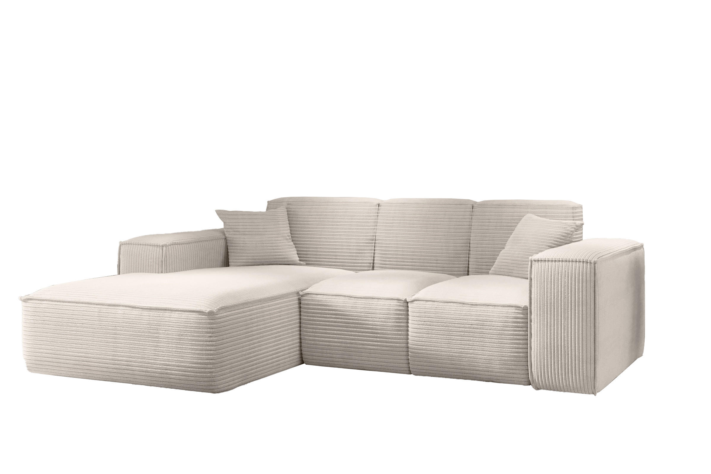ECKSOFA L-Form Wohnzimmer SIENA Stoff Poso Beige Links - Beige, Holz/Textil (165/266cm) - Kaiser Möbel