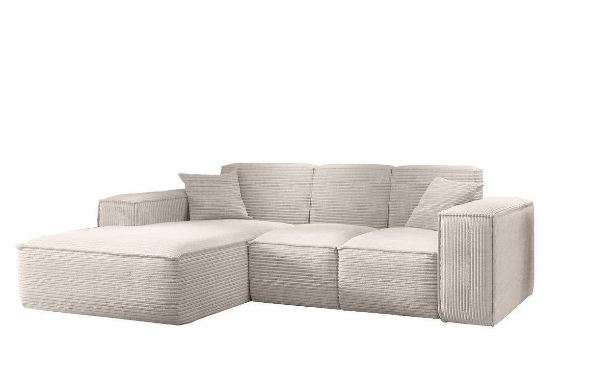 ECKSOFA L-Form Wohnzimmer SIENA Stoff Poso Beige Links - Beige, Holz/Textil (165/266cm) - Kaiser Möbel