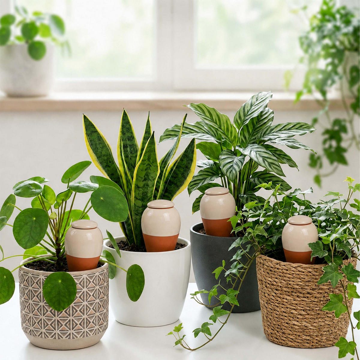 ZAVLAŽOVAČ Béžový 4 ks-Set keramika 350 ml s viečkom - viacfarebná, keramika (8/16/8cm) - Relaxdays
