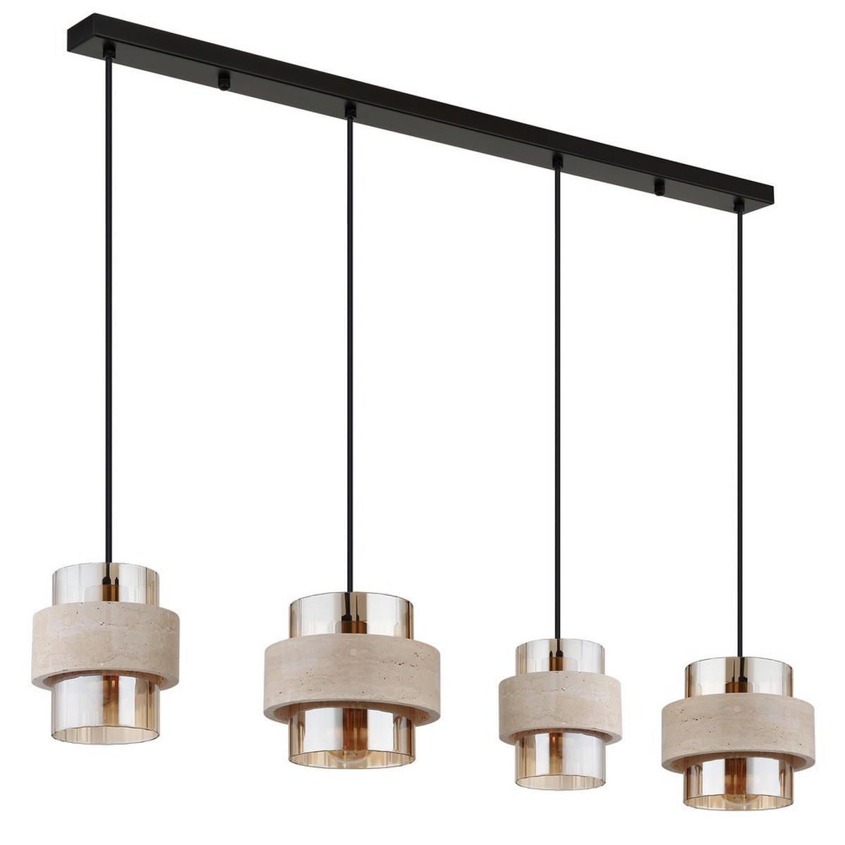 LED PENDELLEUCHTE DAREN, Metall, Schwarz, höhenverstellbar - Schwarz, Glas (108.7/18/120cm) - Globo Lighting
