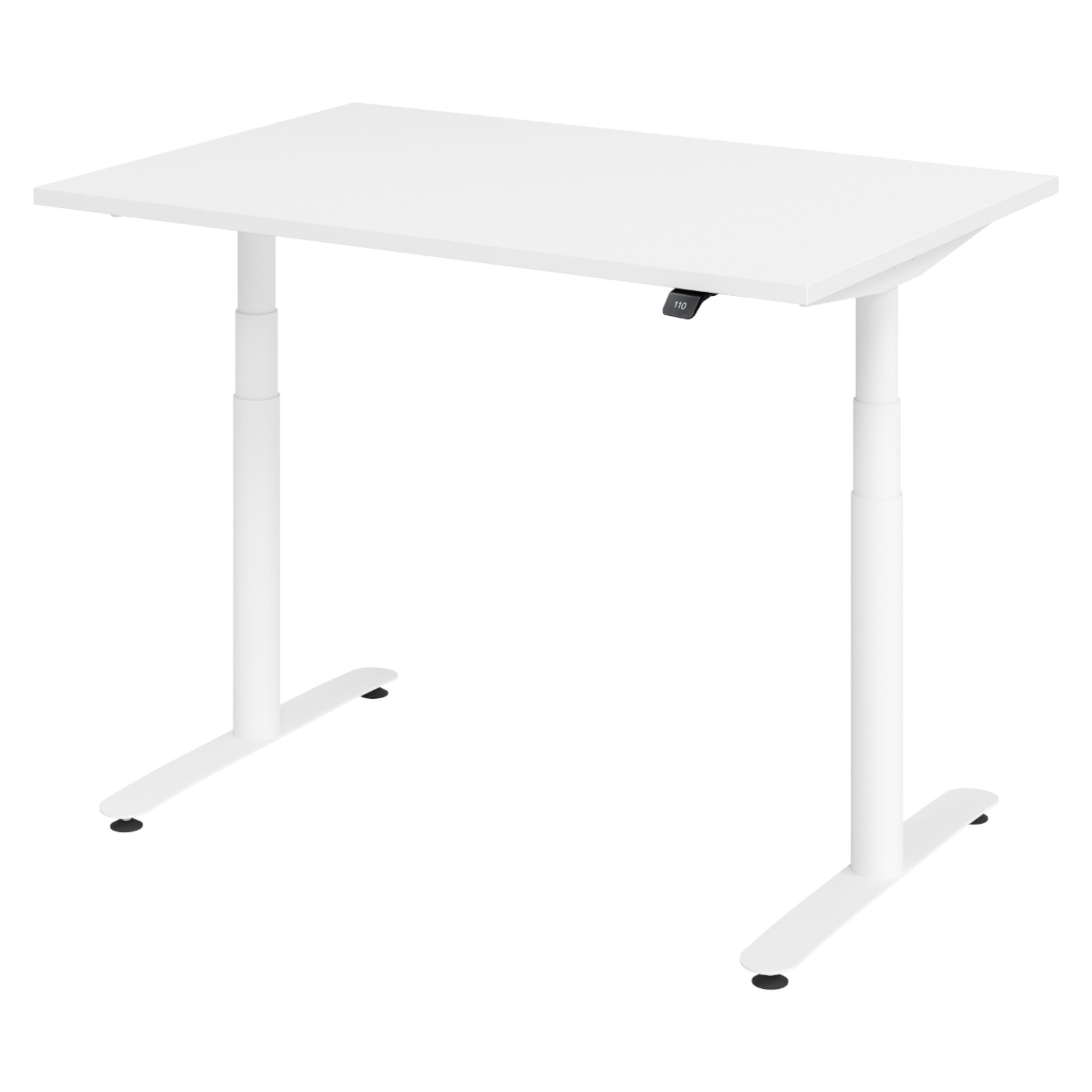 SCHREIBTISCH elektrisch Bluetooth & App XDLR 120/80/72 cm in Weiß/Weiß - Weiß, Holzwerkstoff (120/80/72cm) - bümö