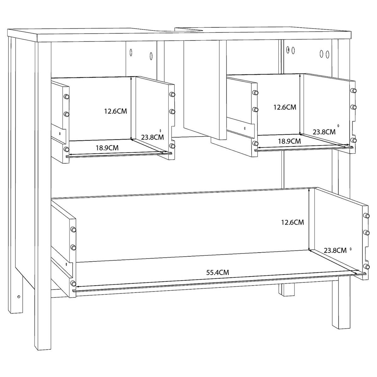 WASCHBECKENUNTERSCHRANK - Weiß - Weiß, Holzwerkstoff (64/60/35cm) - home24