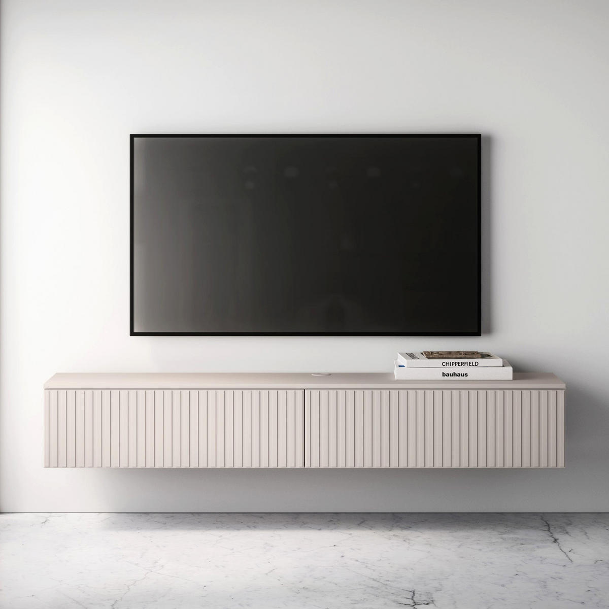 TV stolek Caletto, kašmírově šedá, 180 cm - kašmírová, kompozitní dřevo (180/29/32cm) - Selsey
