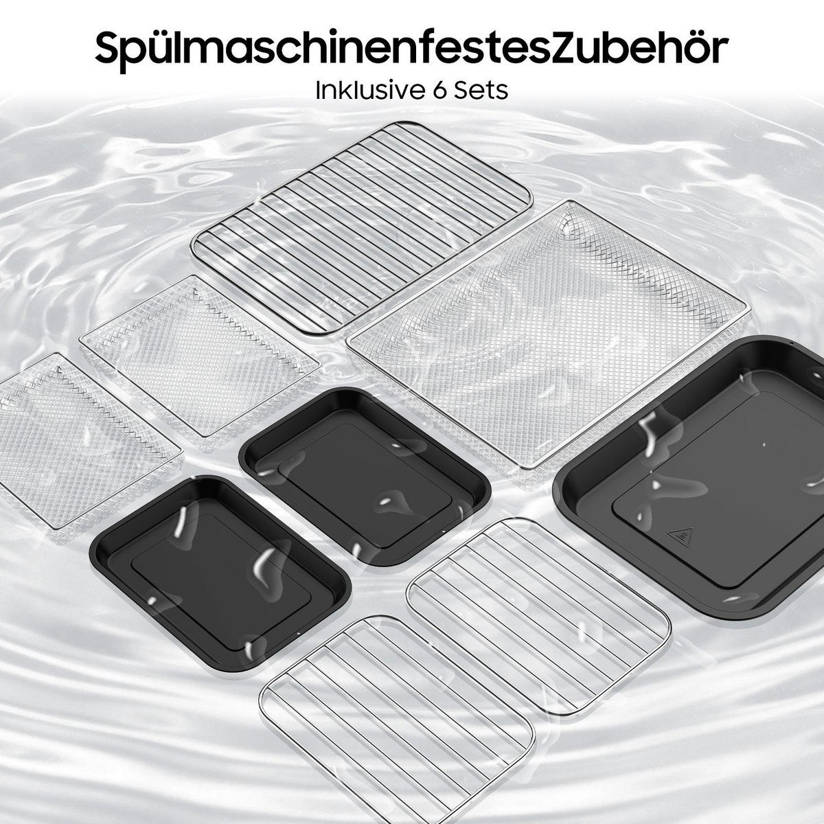 HEISSLUFTFRITTEUSE 5,5 L + 5,5 L - Schwarz Hochglanz, Metall (35/33/30cm) - Aimax