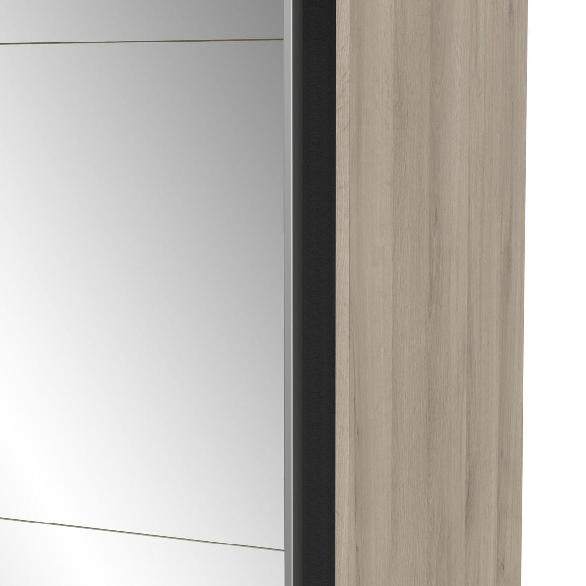 SCHRANK, 2 Schiebetüren mit Spiegel - GHOST - Eiche - 148 x 59,8 x 203 cm - Beige, Holz (59.9/203/148cm) - Demeyere