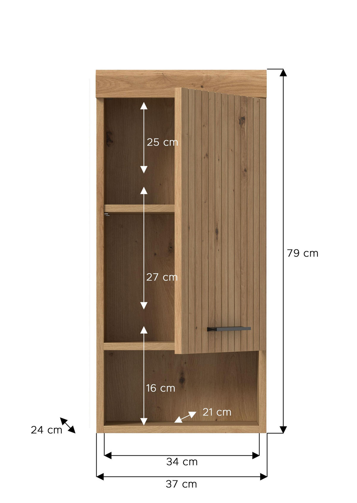 HÄNGESCHRANK SCOUT (B/H/T: ca. 37/79/24 cm) in Artisan Eiche Nachbildung/Artisan Eiche Nachbildung - Eiche Artisan, Holz (37/79/24cm)