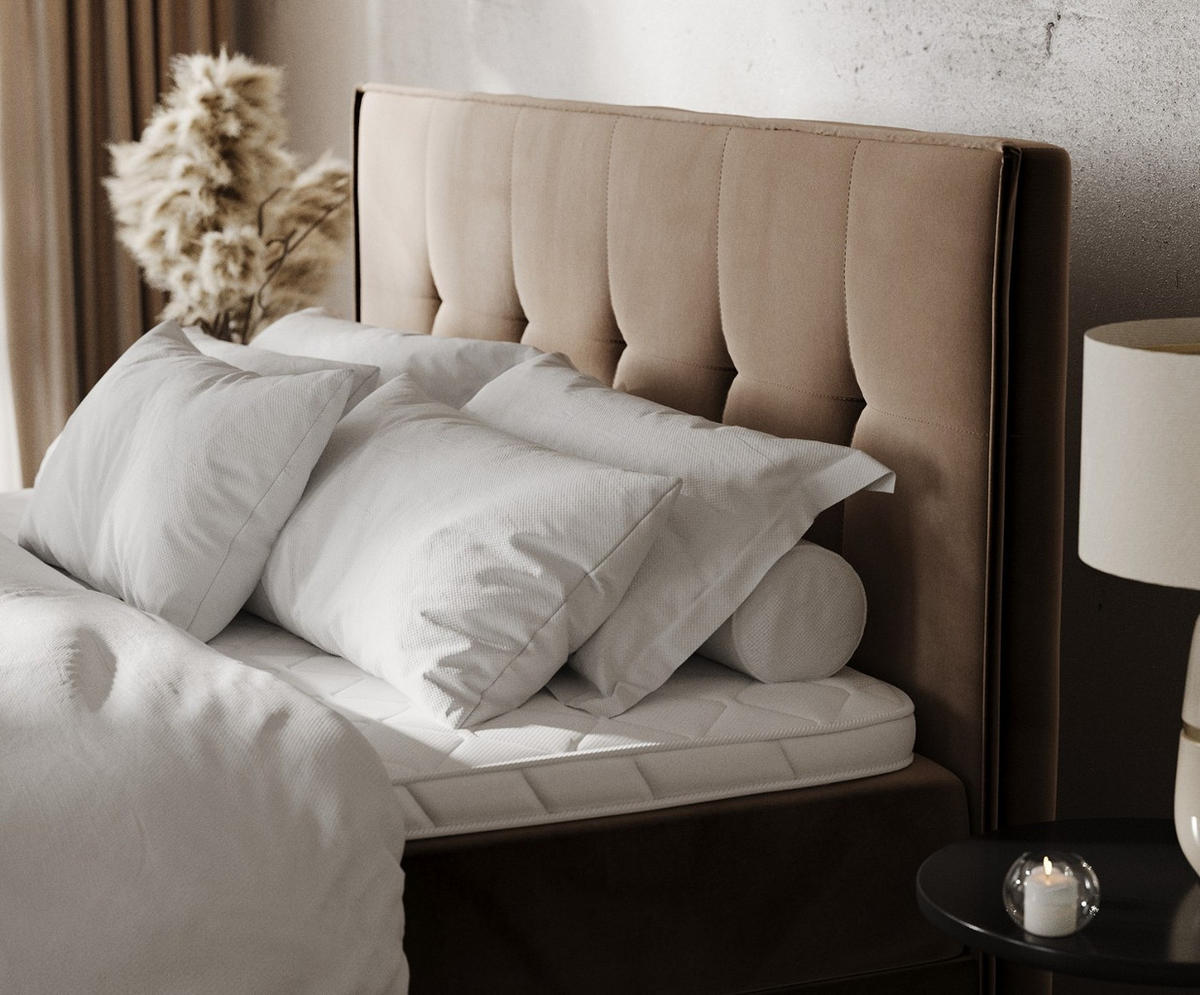 BOXBETT Tivra 140/200 cm Braun im Paros Stoff - Schwarz/Braun, Holz/Holzwerkstoff (140/200cm) - AltaBeds