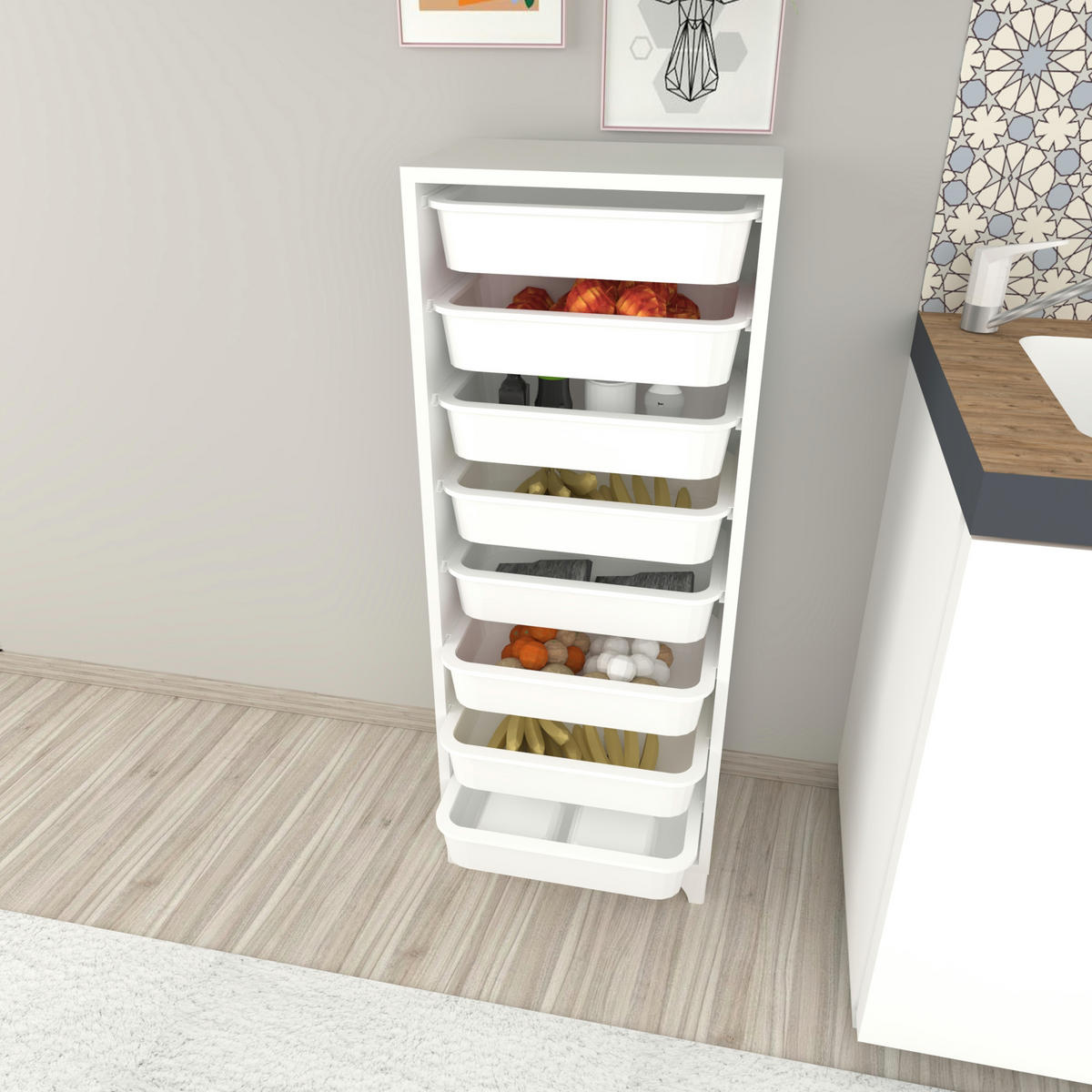 KOMMODE Lurøy - Weiß, Holzwerkstoff/Kunststoff (45/116.5/30cm) - [en.casa]