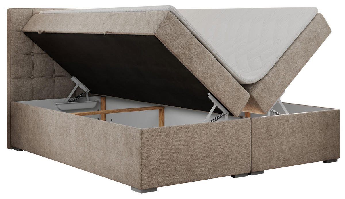 BOXBETT CARMEN 120/200 Beige Struktur - H3 - Beige, Holz/Textil (120/200cm) - MKS