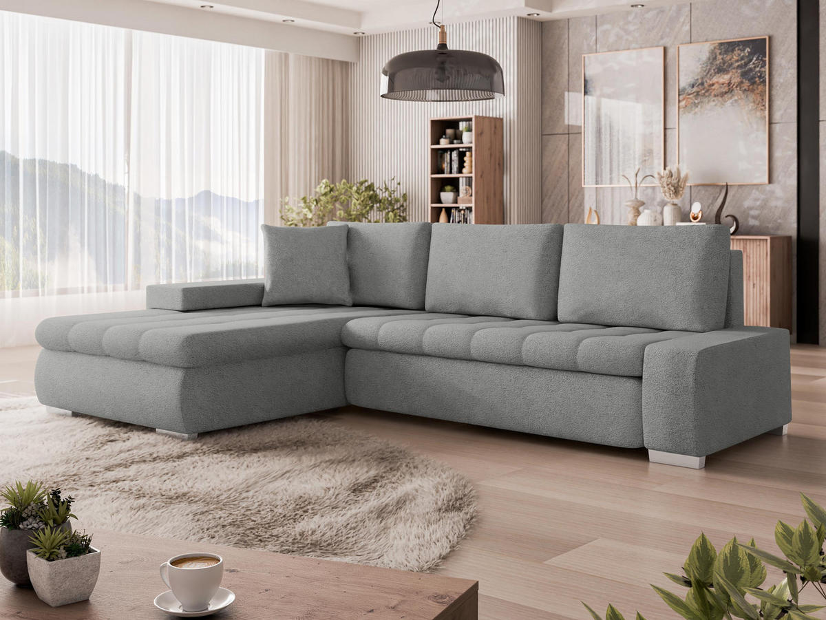 ECKSOFA Orkan Mini - Silberfarben, Holz/Textil (265/185cm) - MIRJAN24