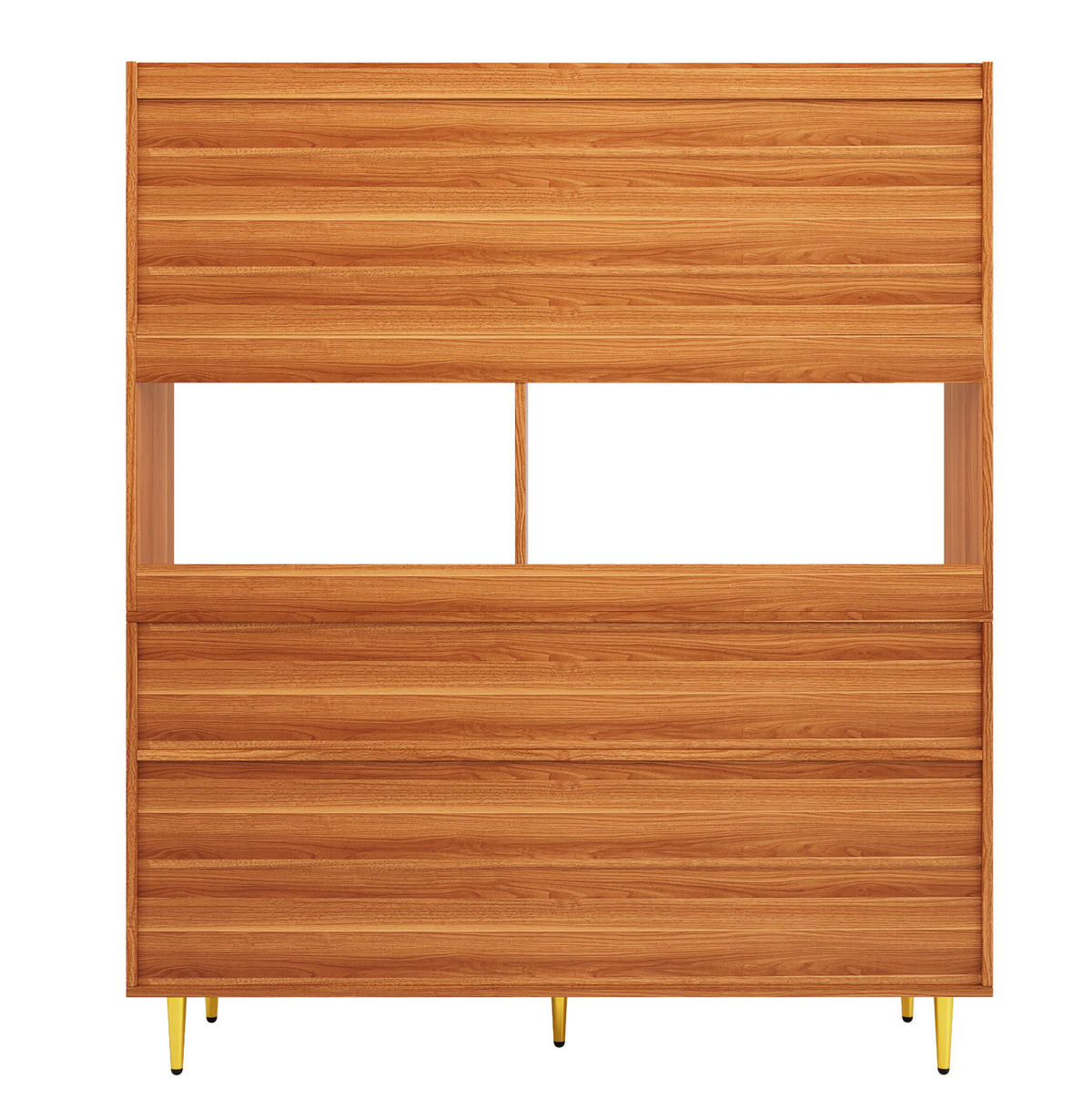 BUFFET 145/39/171 cm in Walnussbraun mit Changhong-Glastür und Weinregal - Walnussfarben, Holzwerkstoff (39/171/145cm) - Flora Grace