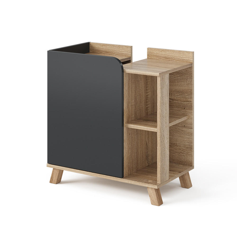 TV&Auml;TTST&Auml;LLSUNDERSK&Aring;P Karen Sonoma/antracit 60x65 cm med d&ouml;rr och &ouml;ppna fack Sonoma ek, Antracit 65/60/35 cm