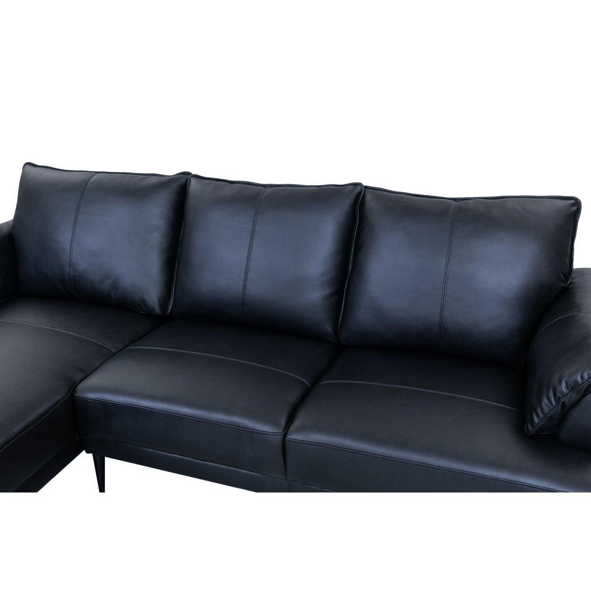 ECKSOFA Echtleder Schwarz - Schwarz, Leder/Metall (233/155cm) - Furnhouse