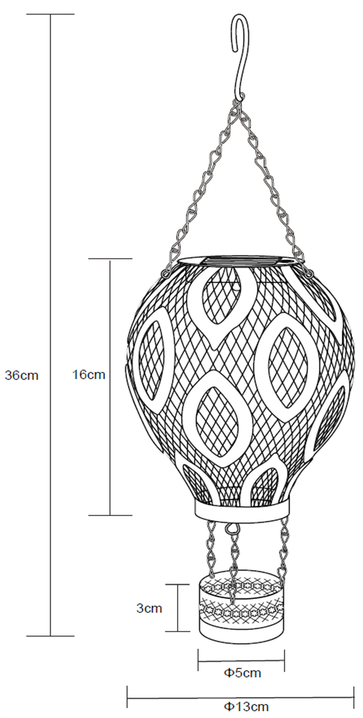 LED-SOLAR-METALL-HEISSLUFTBALLON - wetterfestes Windlicht mit Dämmerungssensor und Schattenspiel in Fuchsrot, 1er-Set - Rot, Metall (13/13/36cm) - Northpoint