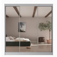 SCHRANK Weiß V200 Mit Spiegel Auf Fronten - Transparent/Weiß, Holzwerkstoff (200/215/61cm) - Sepro Meble