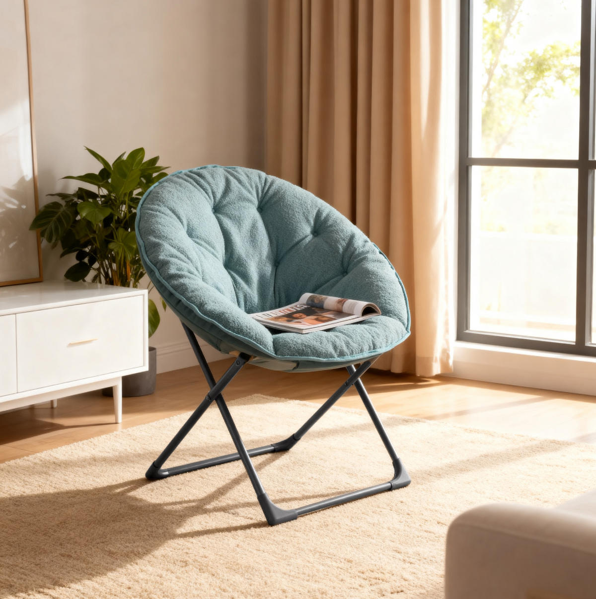 KRESLO z látky a kovu, modré, skladacie,53/58/85 cm - modrá, textil (53/85/58cm) - BEAOK