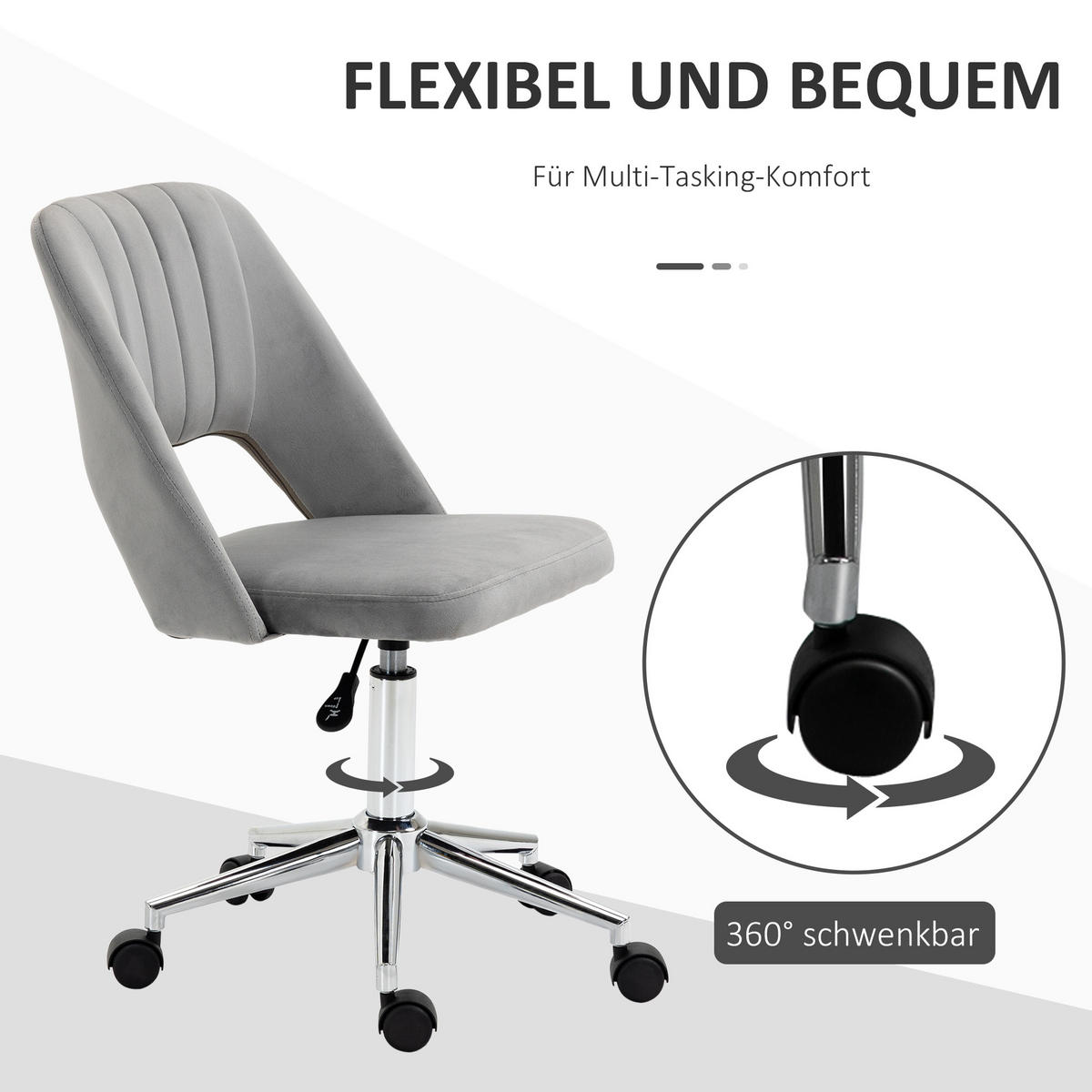 BÜROSTUHL DE-05125 Muschelform, höhenverstellbar & 360° drehbar Grau - Grau, Metall (60/91/49cm) - ComfortXL