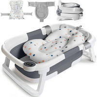 BABYBADEWANNE faltbare mit Badekissen, Thermometer, Typ 3 Grau - Grau, Kunststoff (63/42cm) - Kaket